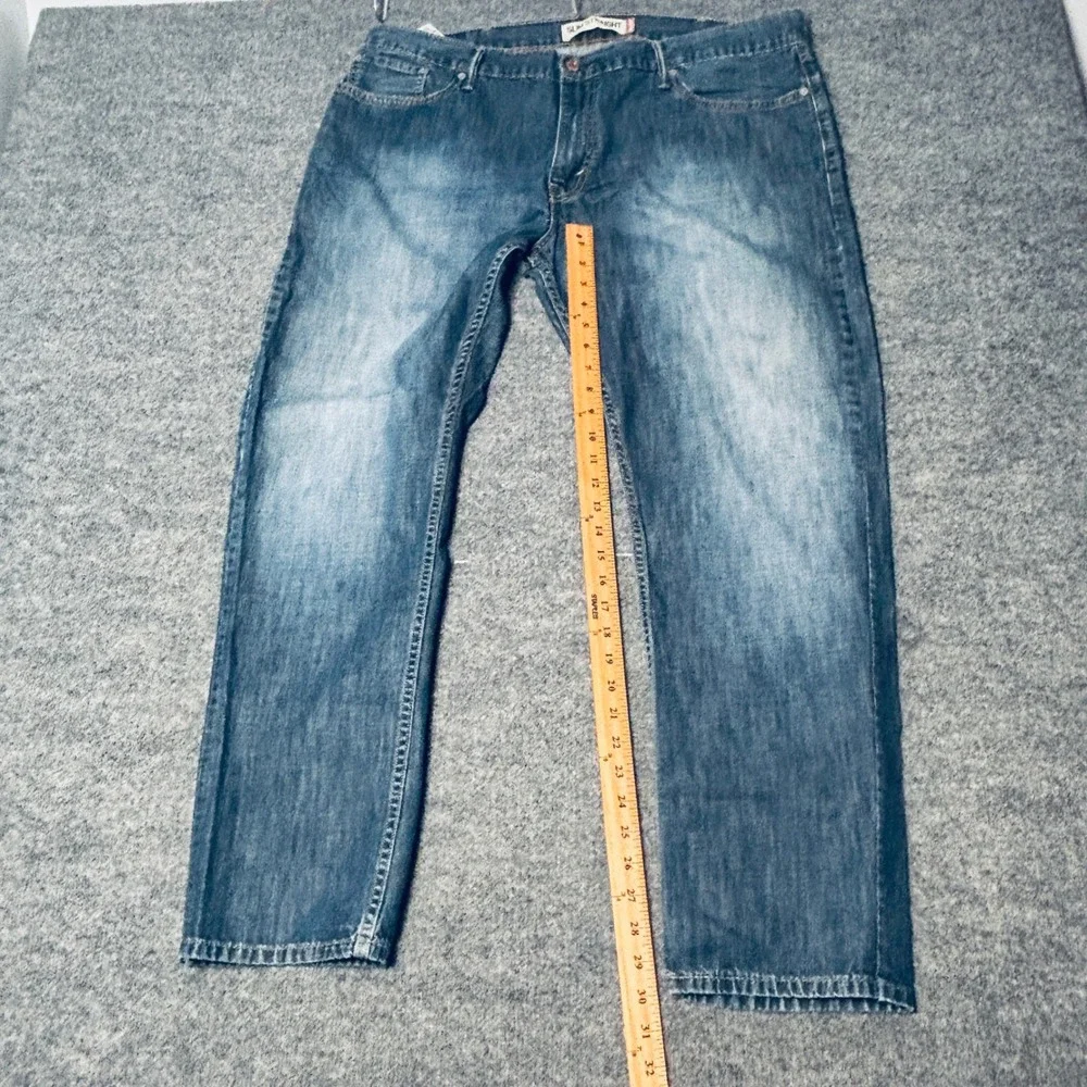 Levis 514 Slim Straight Jeans Mens 42x30 Blue Denim Medium Wash‎